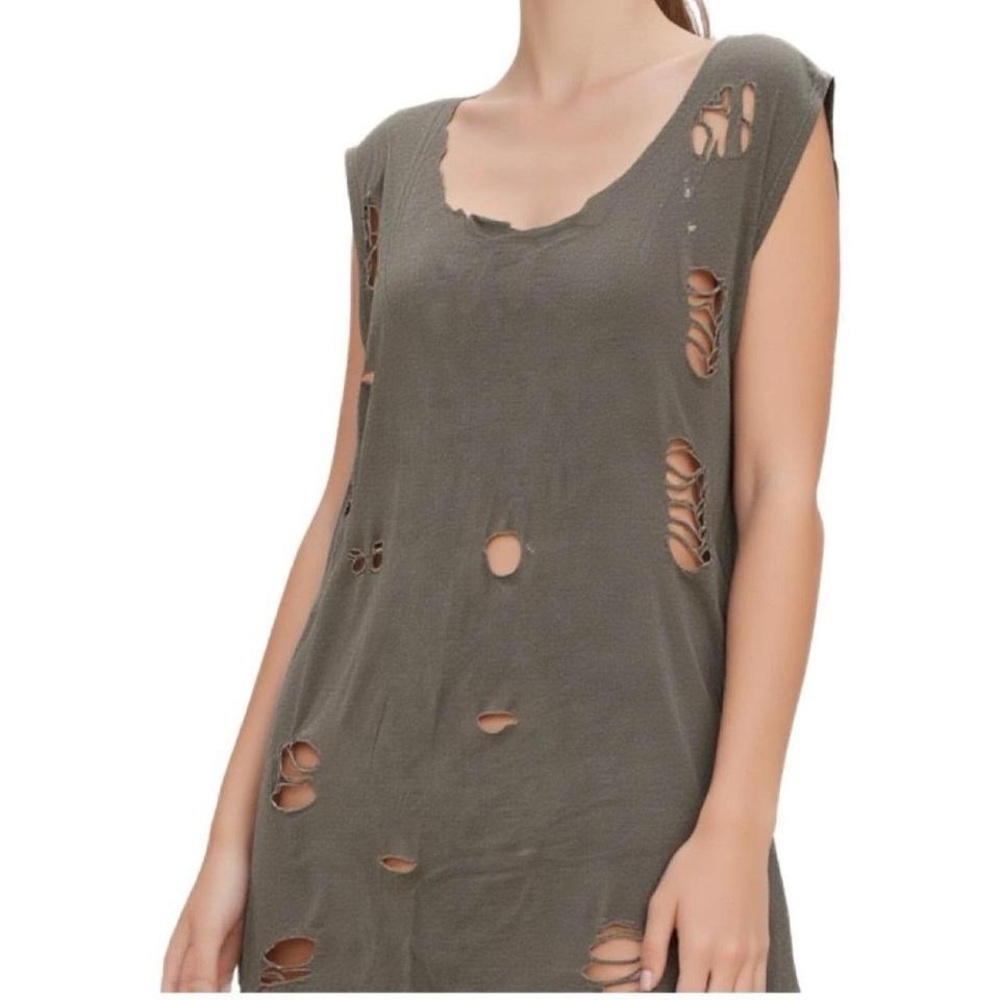 Vintage Ripped Muscle Tank in Grey Size S